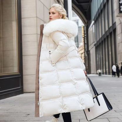 Luxury Warm Parka Coat With Faux Fur Hood