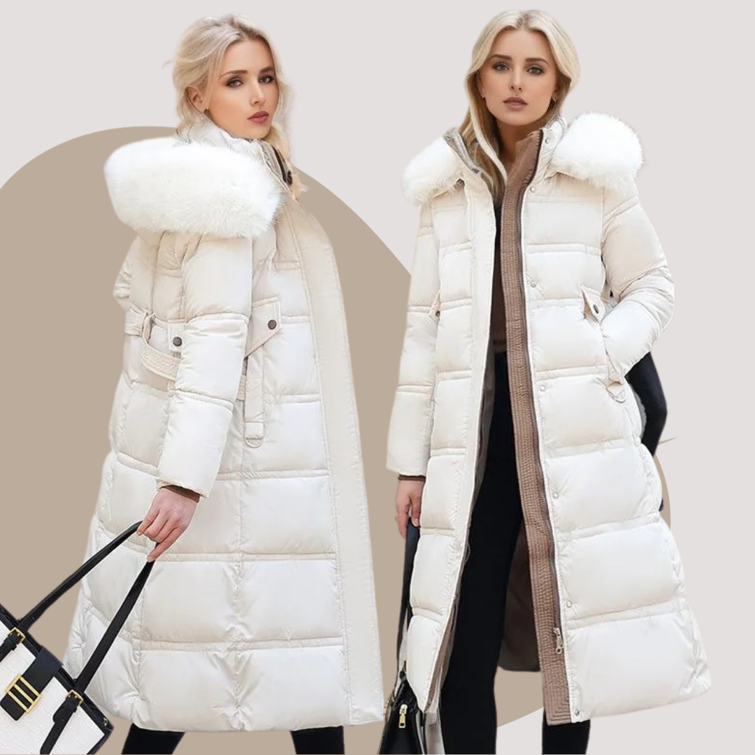 Luxury Warm Parka Coat With Faux Fur Hood