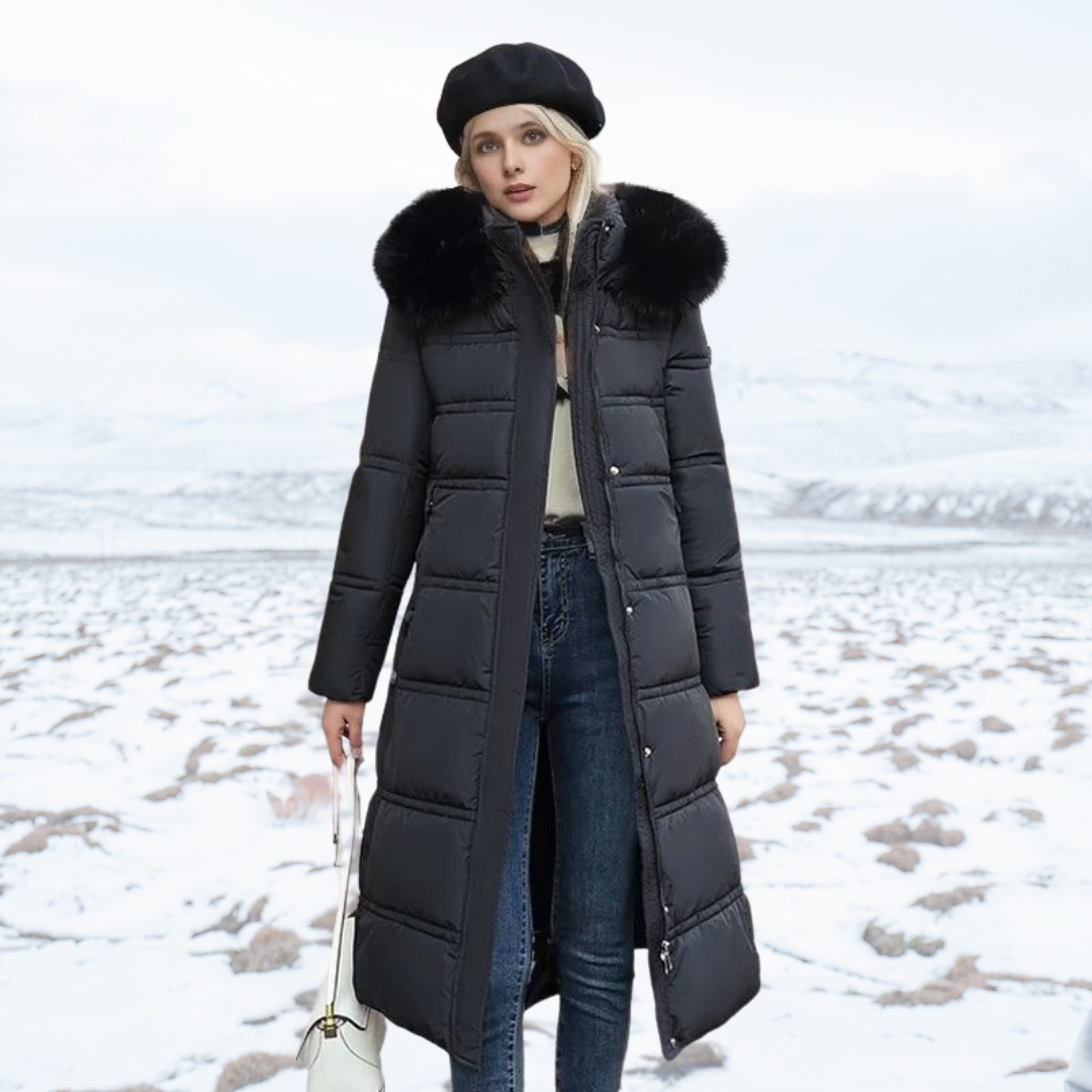 Luxury Warm Parka Coat With Faux Fur Hood