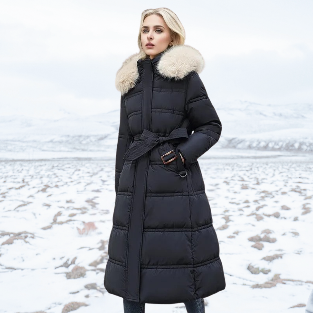 Luxury Warm Parka Coat With Faux Fur Hood