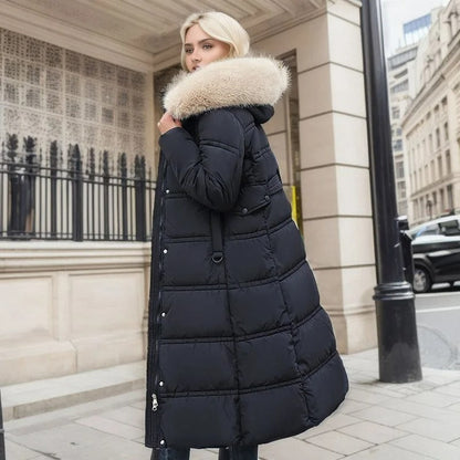 Luxury Warm Parka Coat With Faux Fur Hood