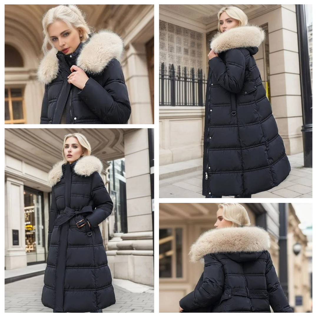 Luxury Warm Parka Coat With Faux Fur Hood