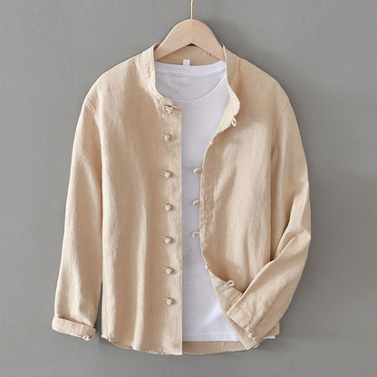 Casual Button Front Mandarin Collar Dress Shirt