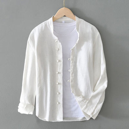 Casual Button Front Mandarin Collar Dress Shirt