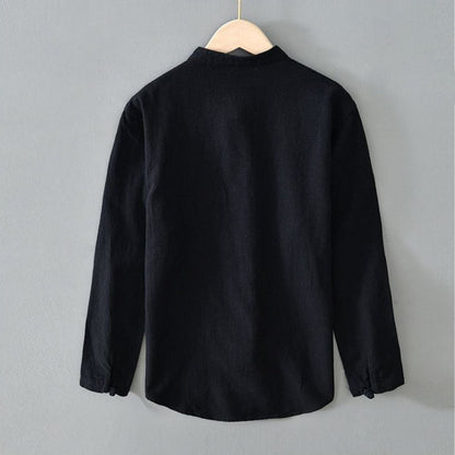 Casual Button Front Mandarin Collar Dress Shirt
