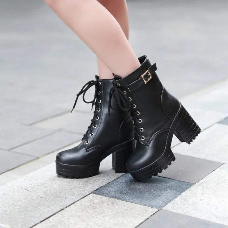 Women's Fashionable Lace-Up Ankle Boots - Nocini