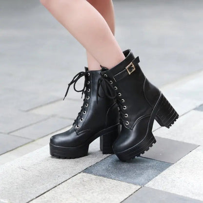 Women's Fashionable Lace-Up Ankle Boots - Nocini