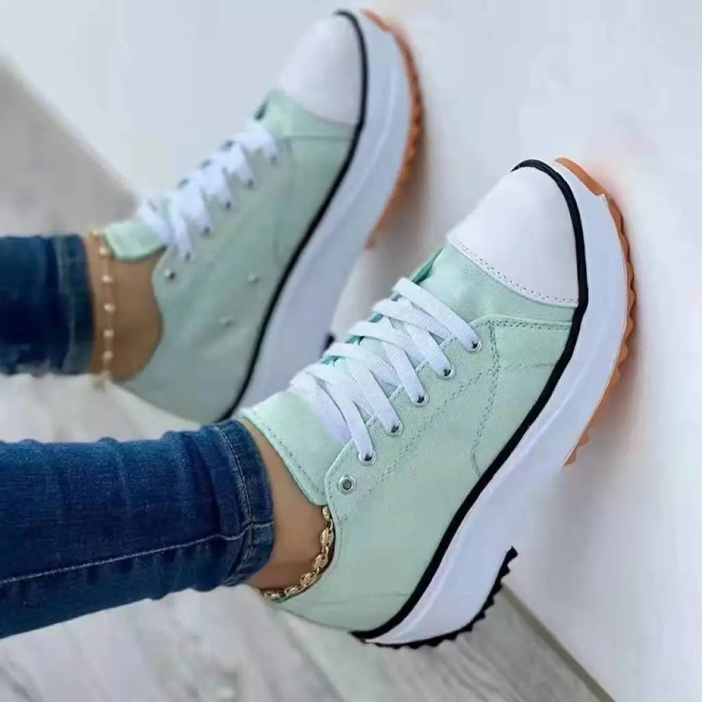 Trendy Women's Lace-Up Sneakers - Comfortable and Chic