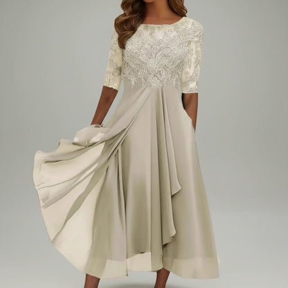Elegant Floral Knee Length Dress for Ladies