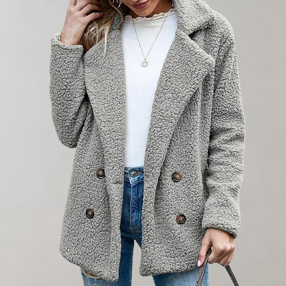 Soft Fleece Teddy Jacket with Notched Lapel
