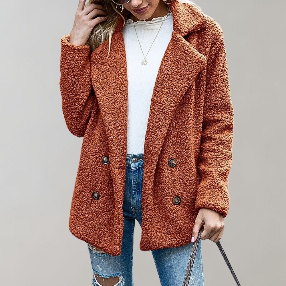 Soft Fleece Teddy Jacket with Notched Lapel