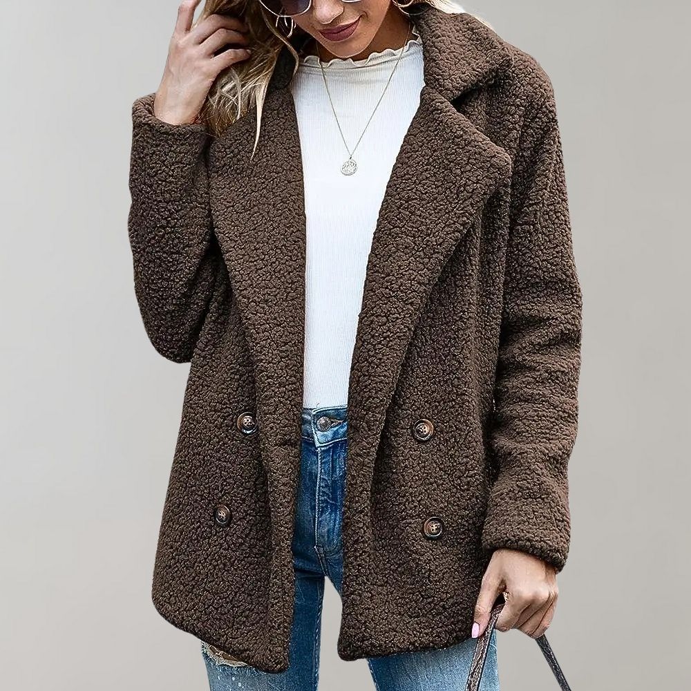 Soft Fleece Teddy Jacket with Notched Lapel