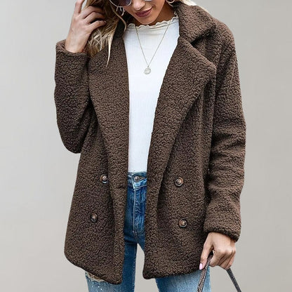 Soft Fleece Teddy Jacket with Notched Lapel