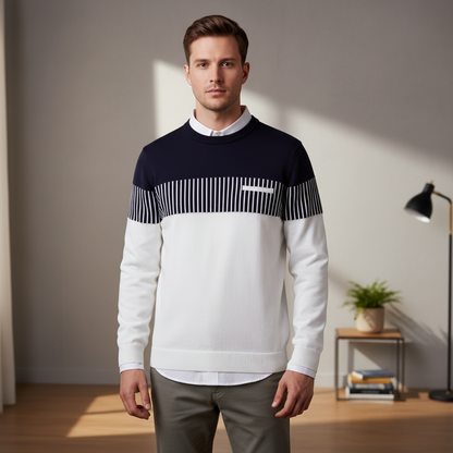 Colorful Striped Crew Neck Sweater - Pexav