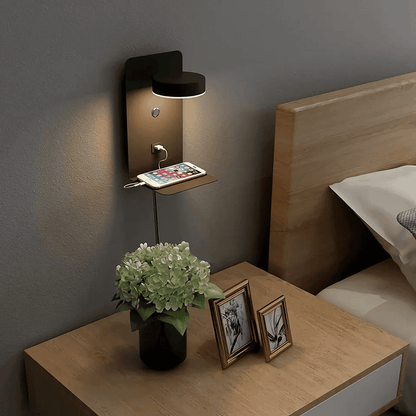 Sleek LED Wall Light with USB Port and Storage - Nocini