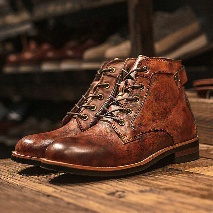 Men's Classic Lace Up Leather Ankle Boots