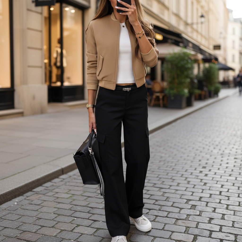 Slim Fit Women's Bomber Coat - Pexav