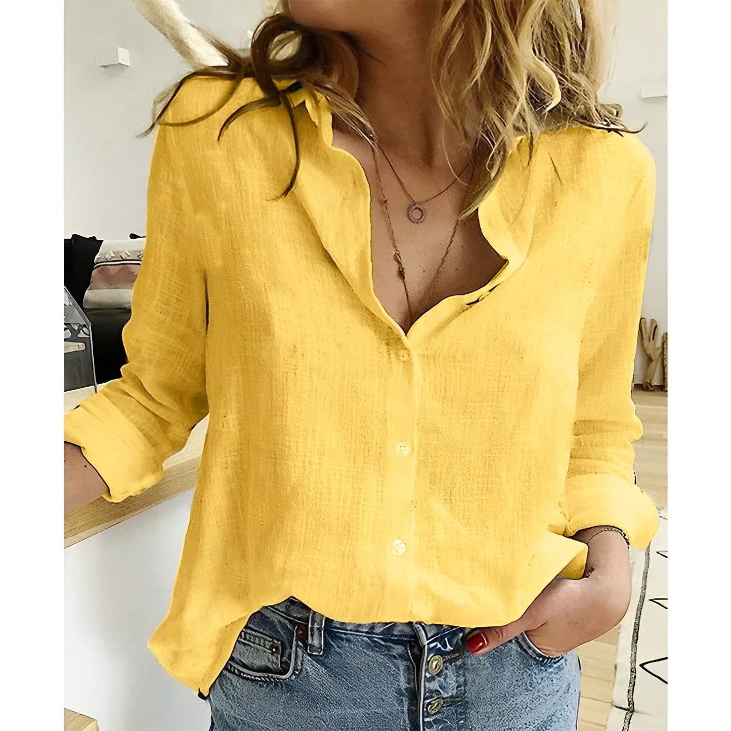 Comfortable Women's Loose Fit Button Shirt
