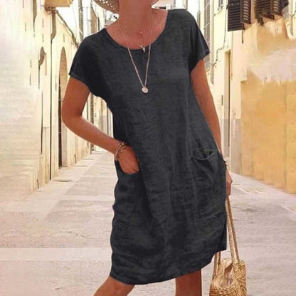 Casual Women's Short Sleeve Pocket Dress - Nocini