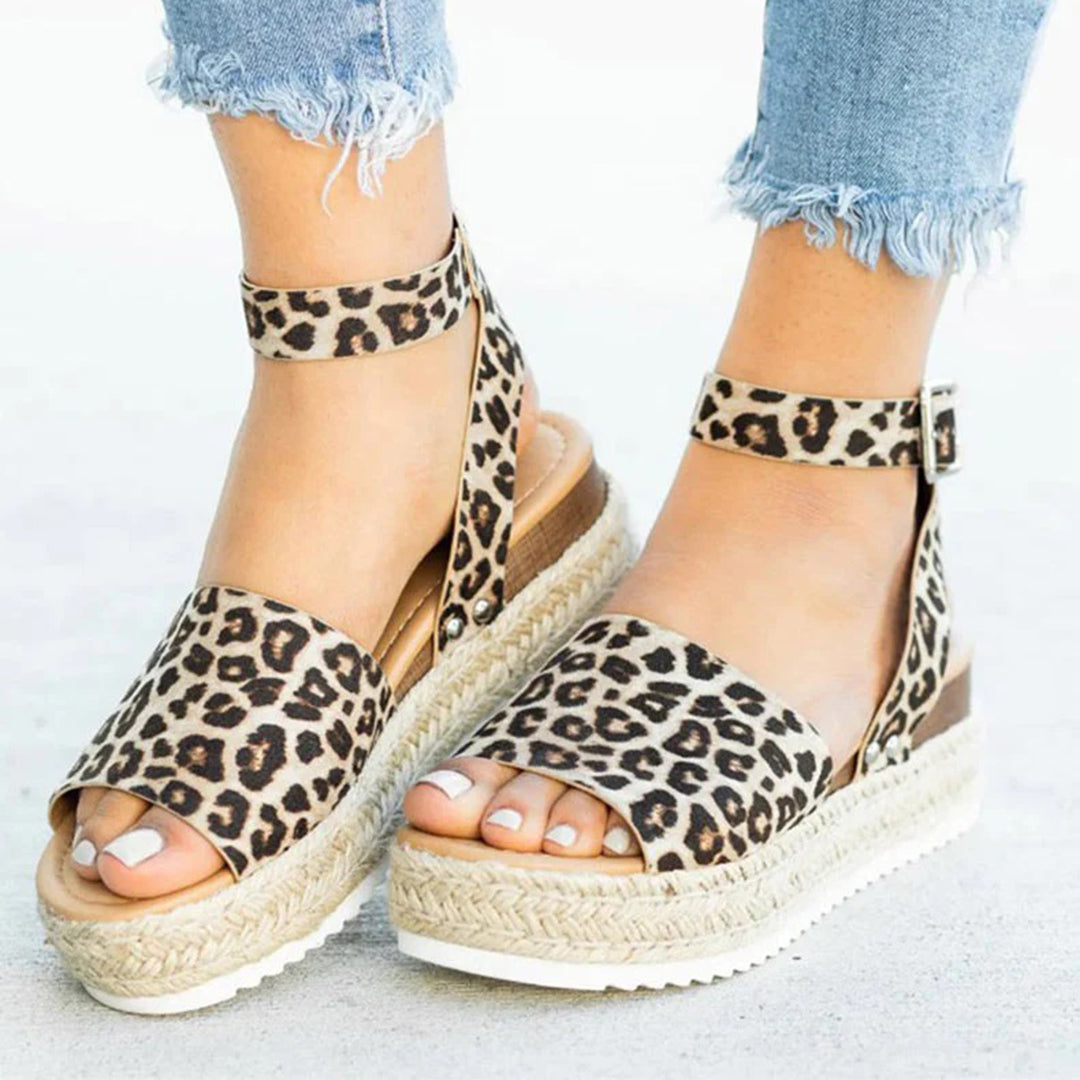 Women's Wedge Sandals with Natural Rope Detail