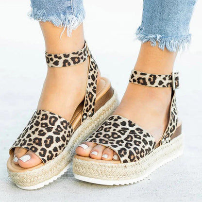 Women's Wedge Sandals with Natural Rope Detail