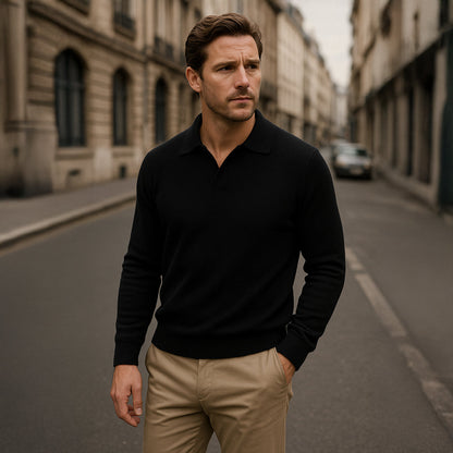 Classic Mens Crew Neck Knitted Polo Sweater