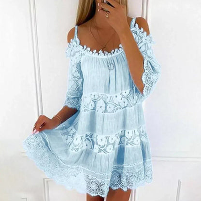 Sunny Boho Lace Embroidered Mini Dress
