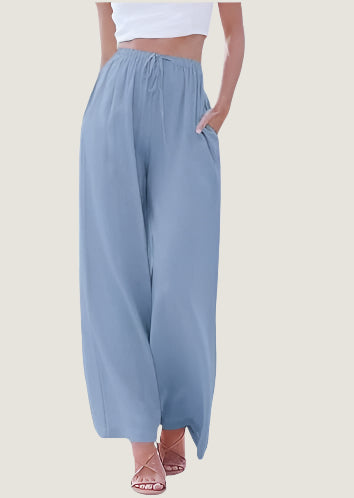 Relaxed Fit Women's Linen Pants with Elastic Waist