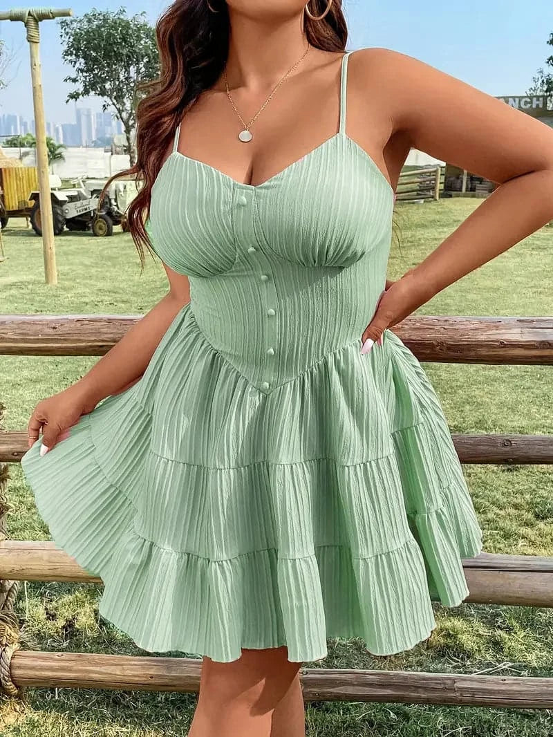 Comfortable Summer Sundress with Thin Straps and Buttons - Nocini