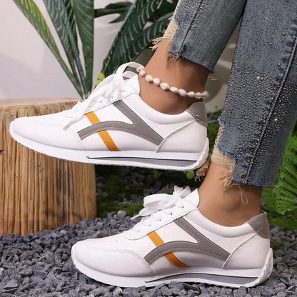 Soft White Stripe Ladies Sneakers