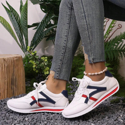 Soft White Stripe Ladies Sneakers