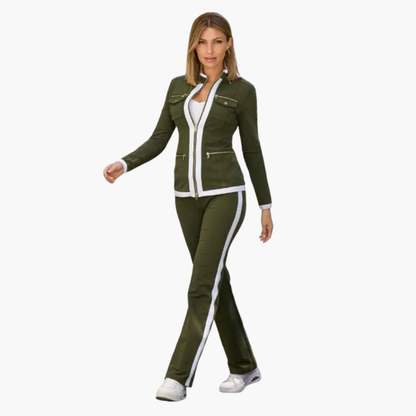 Colorblock Zip Up Jacket and Pant Suit