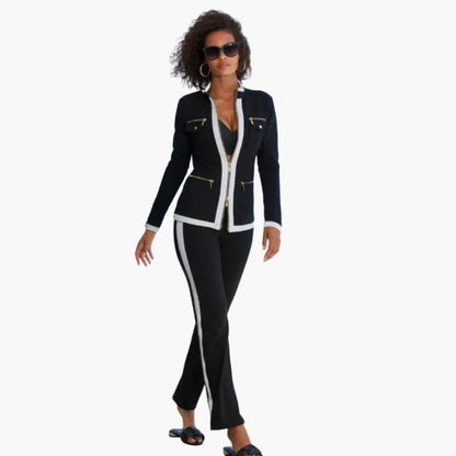 Colorblock Zip Up Jacket and Pant Suit