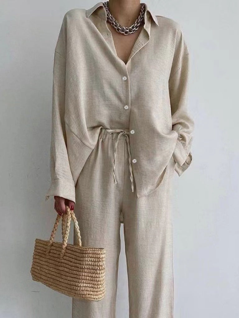 Casual Women's 2 Piece Button Up Outfit Set - Nocini