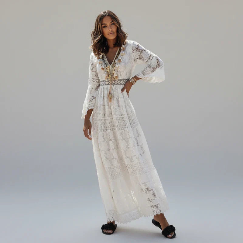 Elegant Lace Floor Length Women's Dress