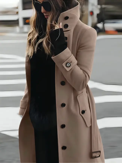 Tall Women's Coat with High Neck - Chic and Classic