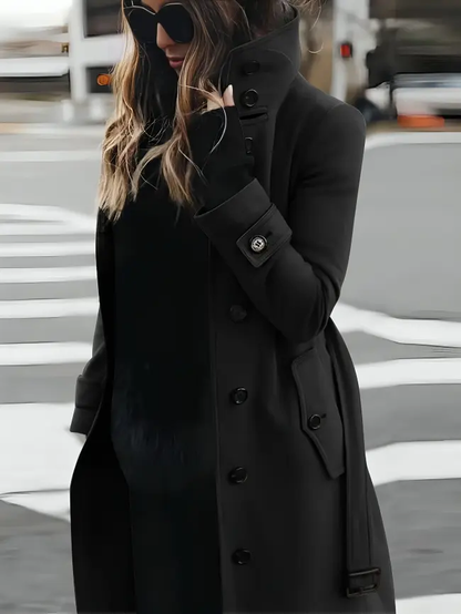 Tall Women's Coat with High Neck - Chic and Classic