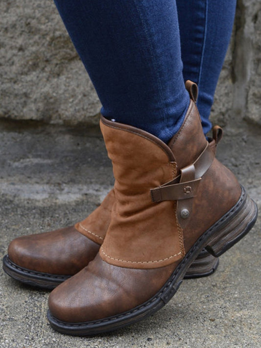 Ladies Low Heel Ankle Boots Comfortable Slip On Shoes - Nocini
