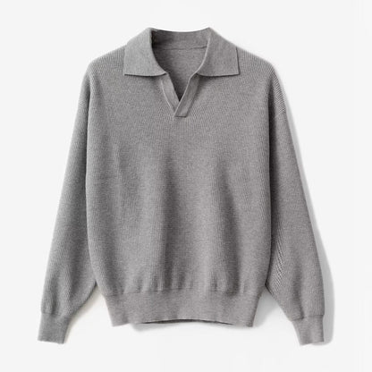 Comfortable Mens Polo Sweater Long Sleeve Ribbed Cuffs