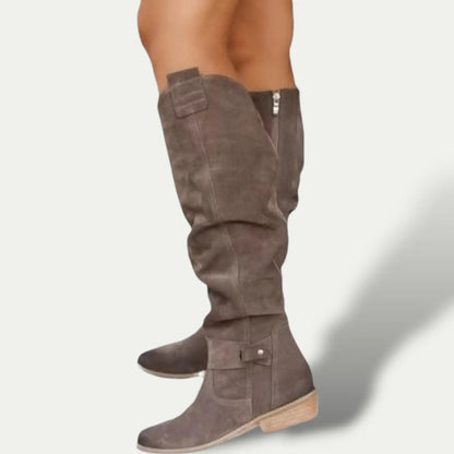 Classic Women's Suede Western Boots - Elegant and Comfortable