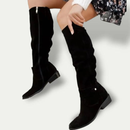 Classic Women's Suede Western Boots - Elegant and Comfortable