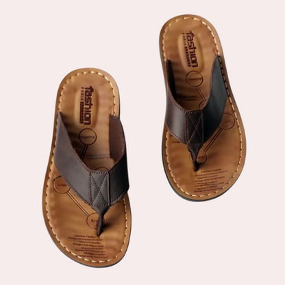 Comfortable Men's Genuine Leather Slides - Olytrend
