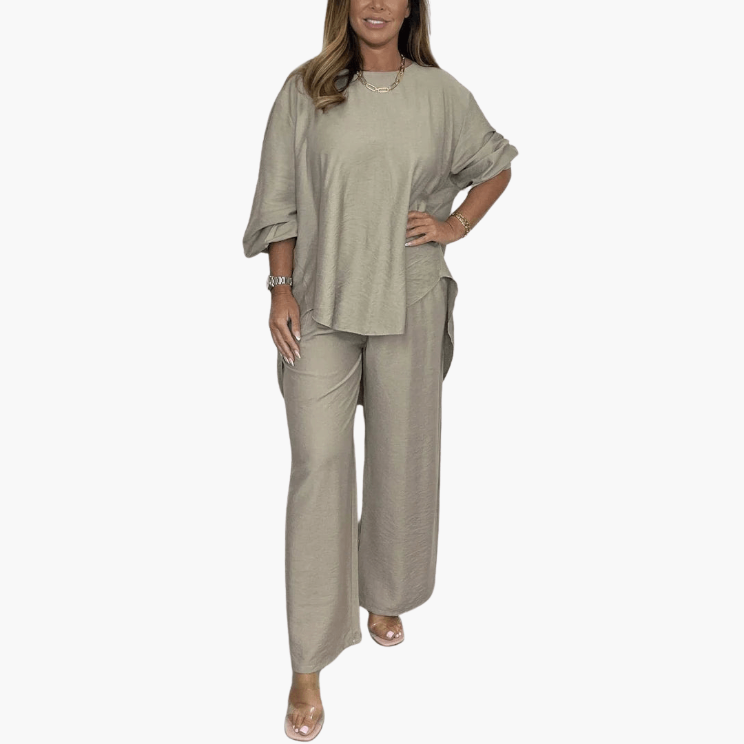 Comfy Women's Pajama Set with Wide Leg Pants