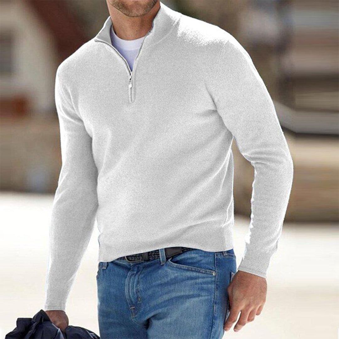 Classic Wool Half Zip Pullover Sweater - Nocini