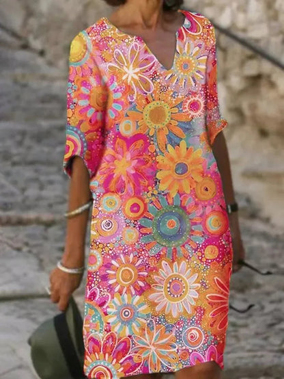 Pretty Flower V-Neck Dress