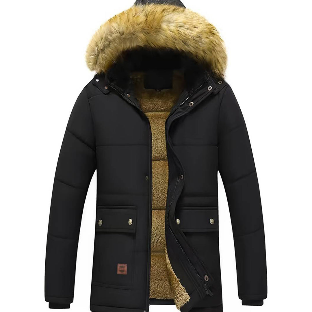 Warm Fur Trimmed Quilted Parka Jacket - Nocini