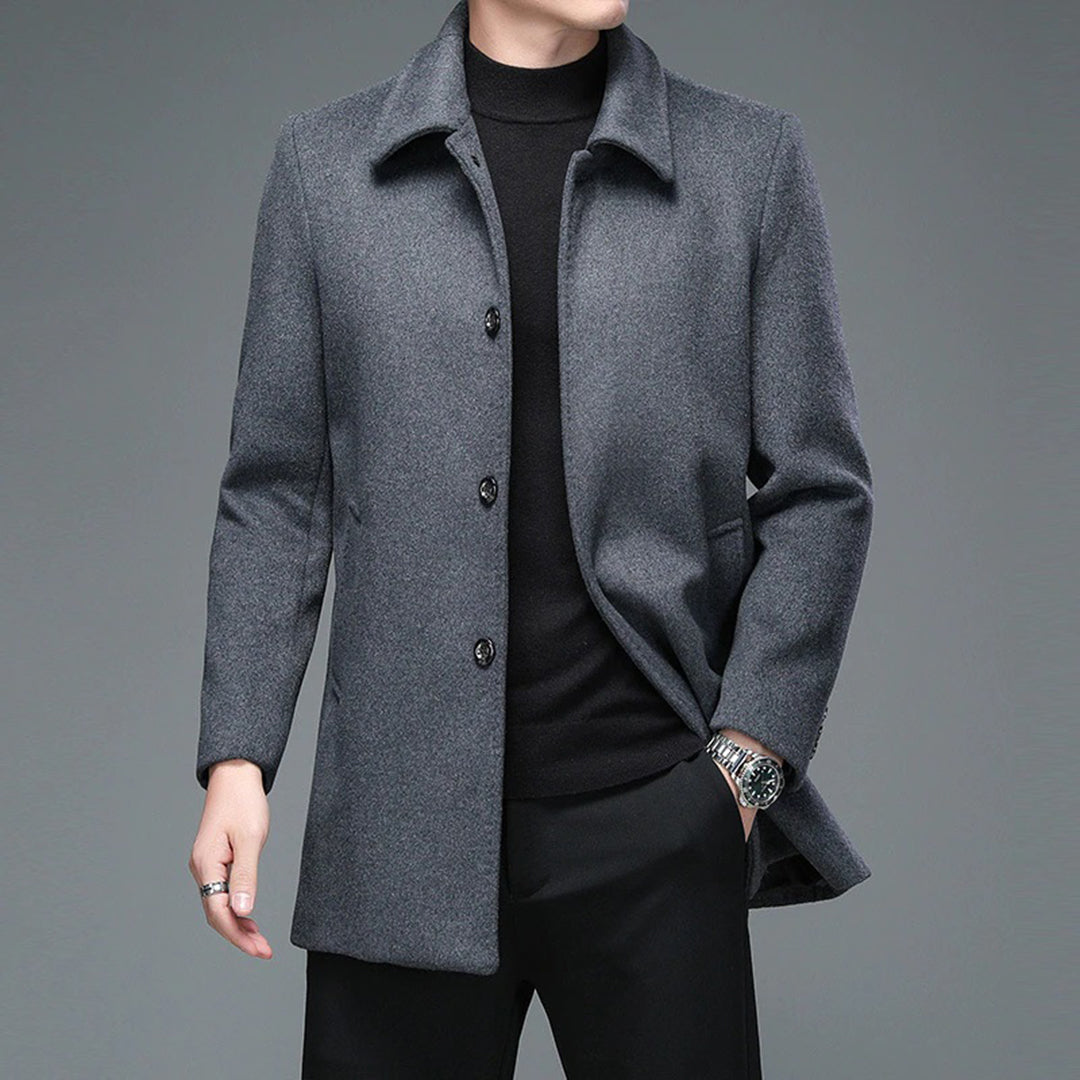 Classic Wool Overcoat for Men Mid Length