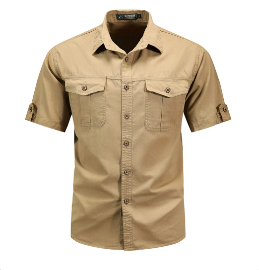 Casual Men's Short Sleeve Collar Shirt with Pockets - Nocini