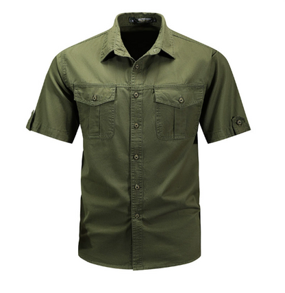Casual Men's Short Sleeve Collar Shirt with Pockets