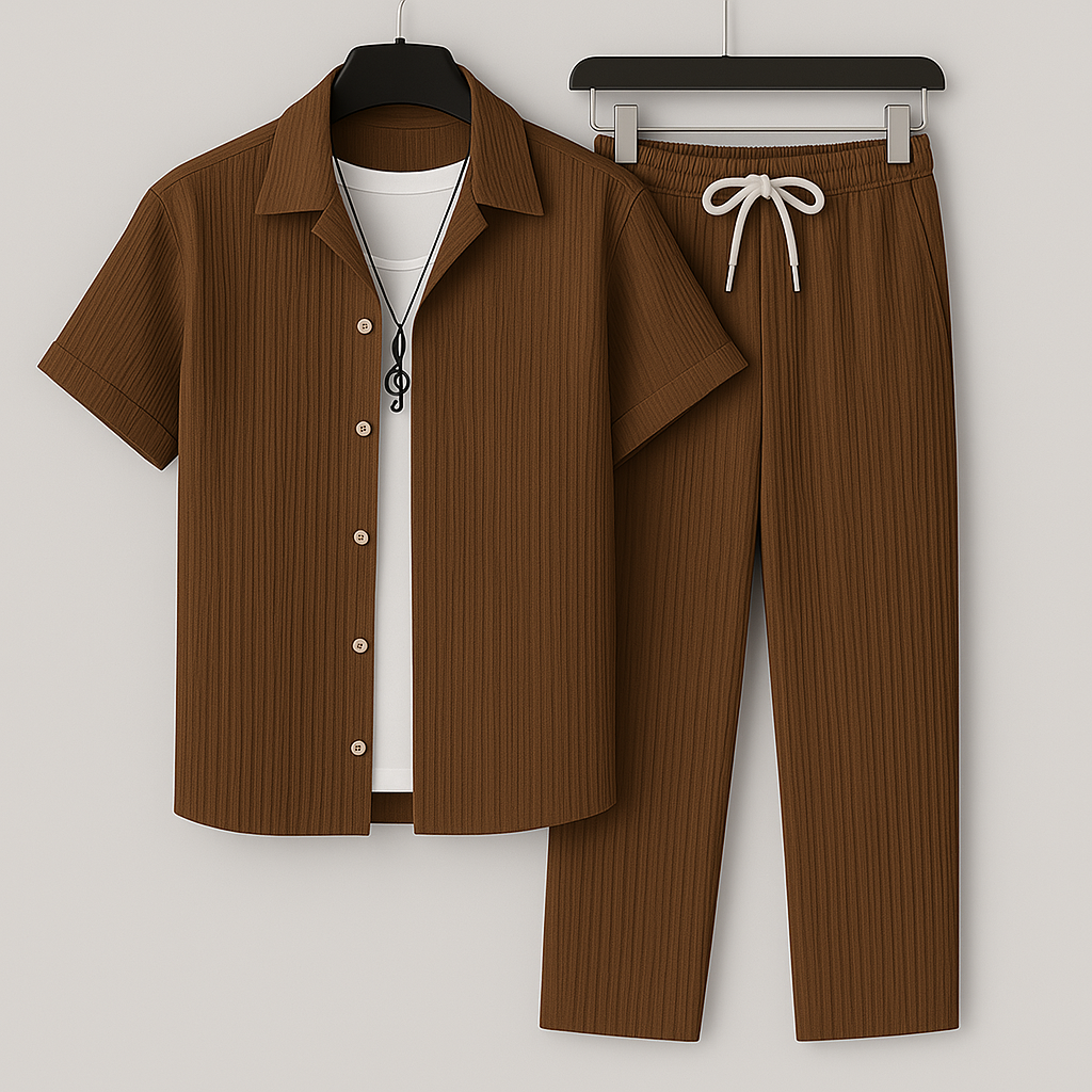 Men's Casual Shorts Set – Loose Fit Shirt and Pants - Nocini